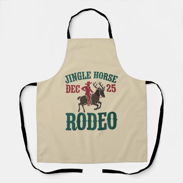 Jingle Horse Dec 25 Rodeo Cowboy Xmas Cowgirl Apron (Front)