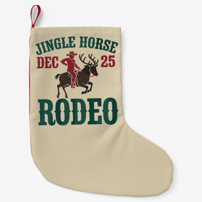 Jingle Horse Dec 25 Rodeo Cowboy Xmas Cowgirl Small Christmas Stocking (Front)