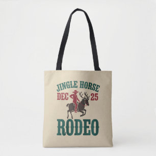 Jingle Horse Dec 25 Rodeo Cowboy Xmas Cowgirl Tote Bag