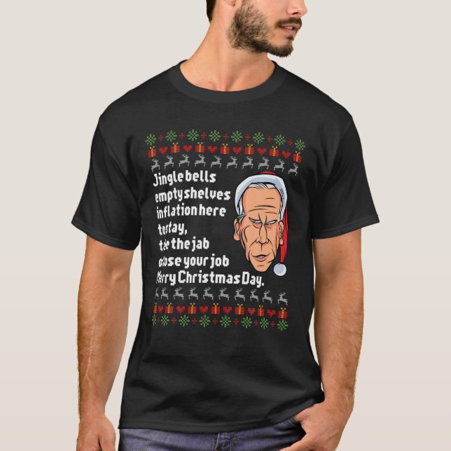 Jingle Joe Biden Funny Santa Biden Ugly Christmas T-Shirt (Front)