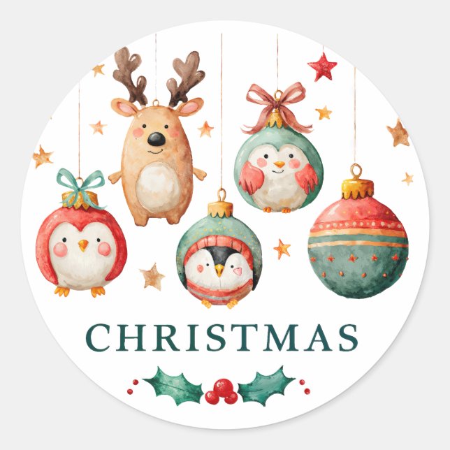 Jingle Joy Ornament Parade Classic Round Sticker (Front)