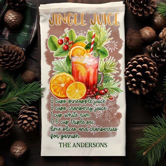 Jingle Juice Christmas Cocktail Recipe Tea Towel (Creator Uploaded)