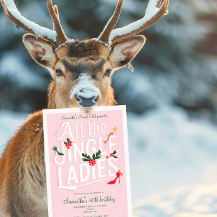 Jingle Ladies Night Out Modern Pink Pastel Holiday Invitation