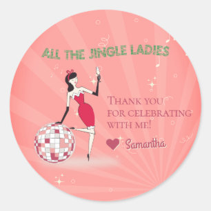 Jingle Ladies Night Out Retro Disco Ball Holiday Classic Round Sticker