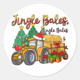 Jingle Les Tractor Farm Christmas Pun Classic Round Sticker