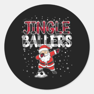 Jingle Llers Santa Footll Christmas Soccer Plaid Classic Round Sticker