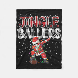 Jingle Llers Santa Footll Christmas Soccer Plaid _ Fleece Blanket