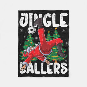 Jingle Llers Santa Footll Christmas Soccer Plaid Fleece Blanket