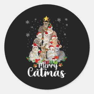 Jingle Meow Funny Cats Christmas Tees For Cat Love Classic Round Sticker