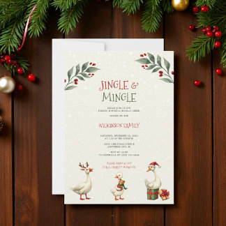 jingle & mingle Christmas Geese Party Invitation