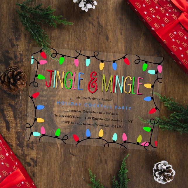 Jingle & Mingle | Christmas Holiday Cocktail Party Acrylic Invitations (Creator Uploaded)