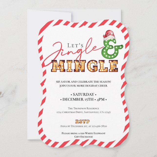 Jingle & Mingle Christmas Marquee Holiday Season Invitation (Front)