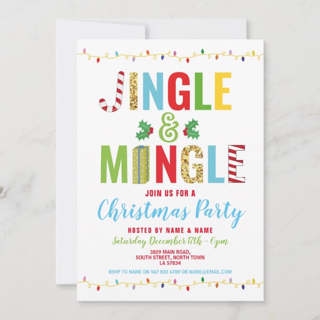 Jingle & Mingle Christmas Party Holidays Invite (Front)