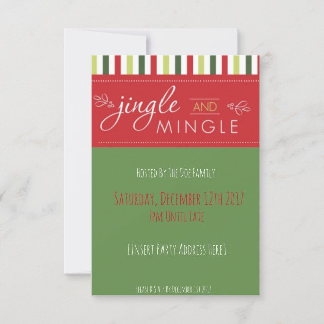 Jingle & Mingle! Christmas Party Invitation (Front)