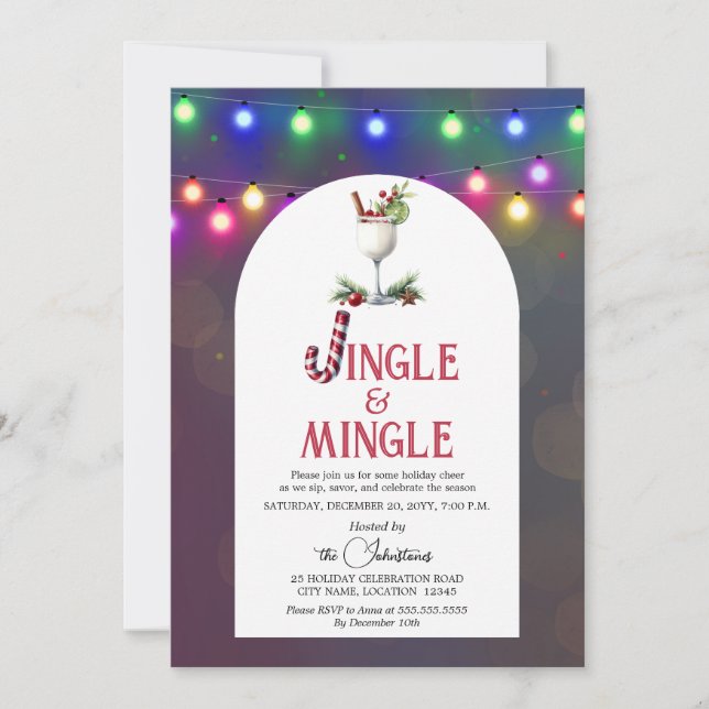 Jingle & Mingle Cocktail Christmas Holiday Party Invitation (Front)