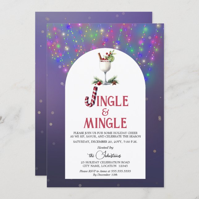 Jingle & Mingle Cocktail Holiday Party Invitation (Front/Back)
