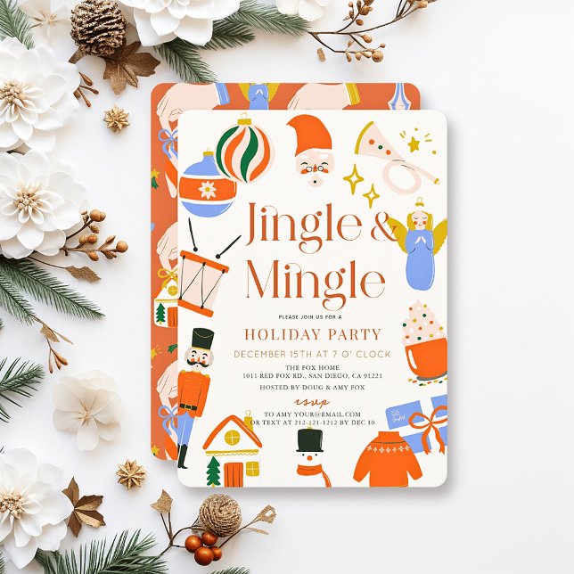 Jingle & Mingle Cute Holiday Items Christmas Party Invitation (Creator Uploaded)
