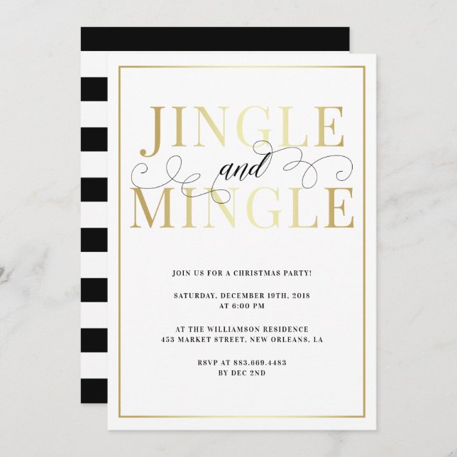 Jingle & Mingle | Elegant Holiday Party Invitation (Front/Back)