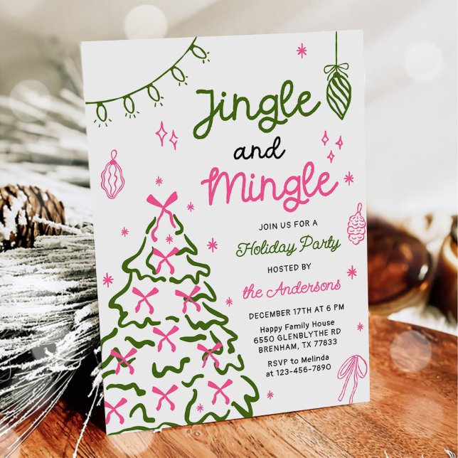 Jingle & Mingle Hand Drawn Christmas Holiday Party Invitation (Creator Uploaded)