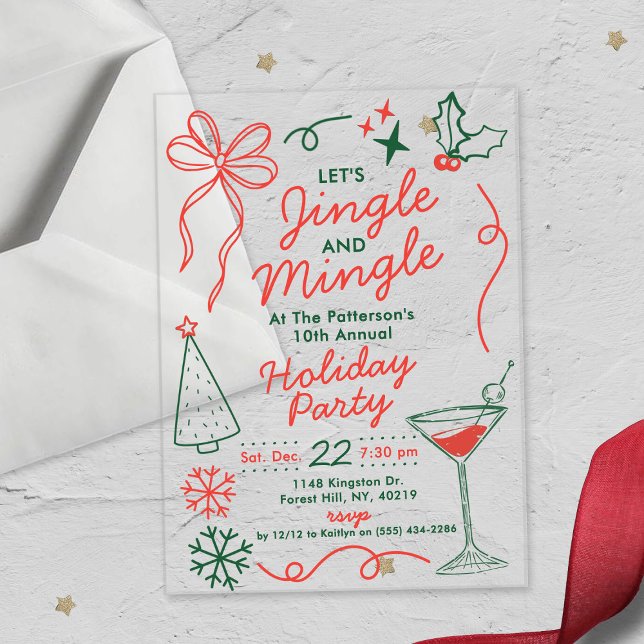 Jingle & Mingle | Holiday Cocktail Party Acrylic Invitations (Creator Uploaded)