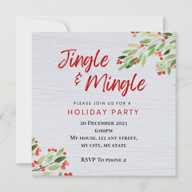 Jingle & Mingle Holiday Party Invitation (Front)