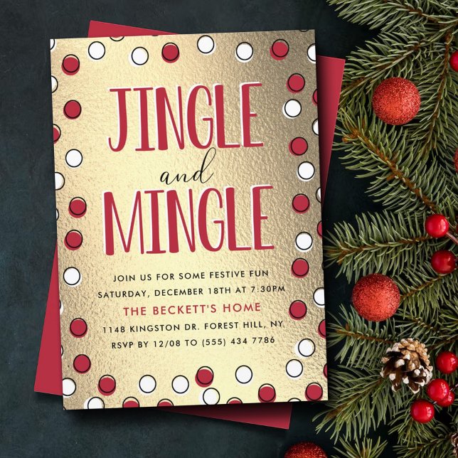 Jingle & Mingle Modern Holiday Party Invitation (Creator Uploaded)