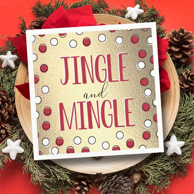 Jingle & Mingle Modern Holiday Party Napkin (Creator Uploaded)