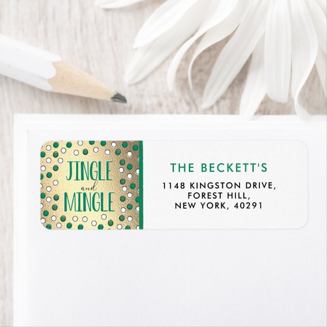 Jingle & Mingle Modern Holiday Party Return Address Label (Insitu)