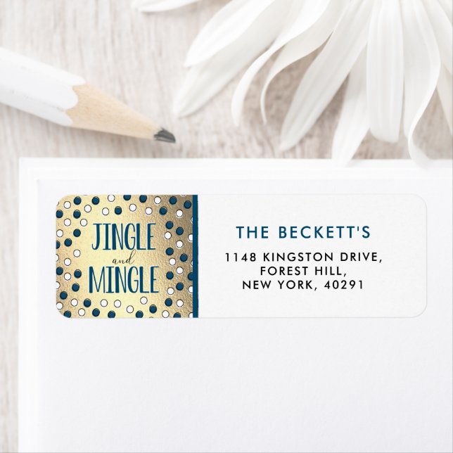Jingle & Mingle Modern Holiday Party Return Address Label (Insitu)