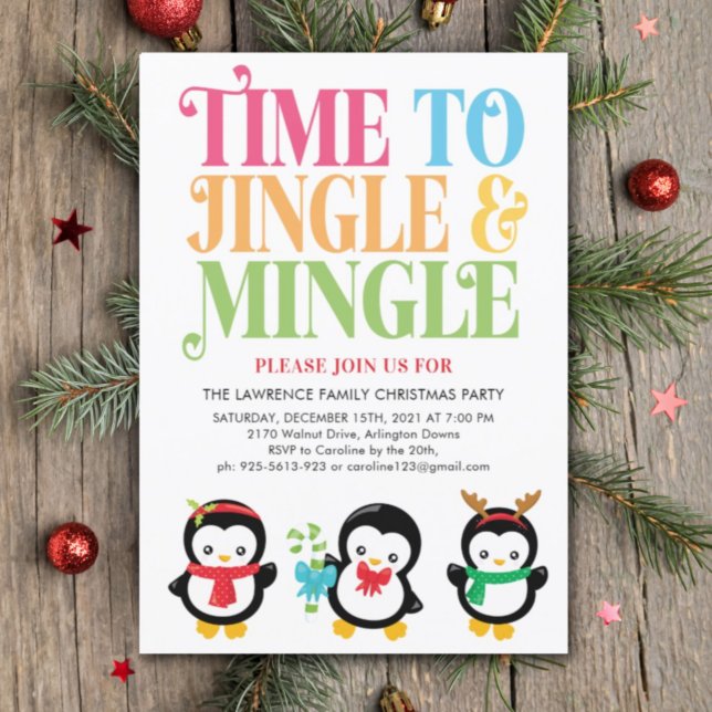 Jingle & Mingle Penguin Fun Christmas Party  Invitation (Creator Uploaded)