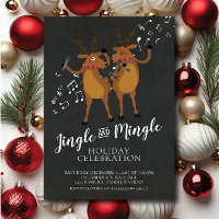 Jingle & Mingle Reindeer Holiday Party Invitation