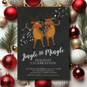 Jingle & Mingle Reindeer Holiday Party Invitation