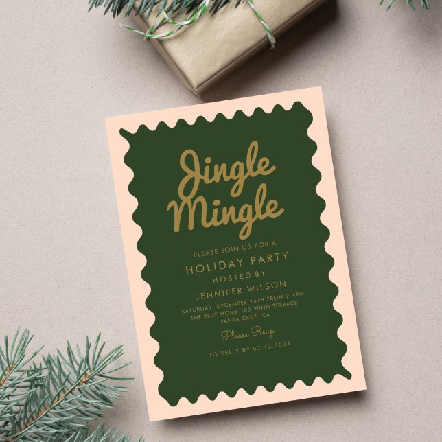 Jingle Mingle Retro Christmas Holiday Party   Invitation (Creator Uploaded)