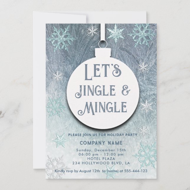 Jingle & mingle winter wonderland holiday party invitation (Front)