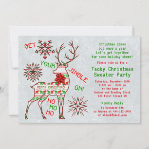Jingle On Ugly Christmas Sweater Party Invitation