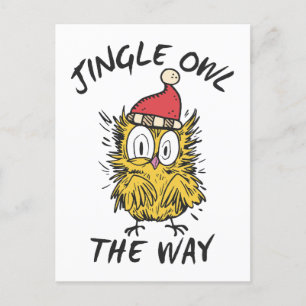 Jingle Owl the way Funny Santa Owl Postcard
