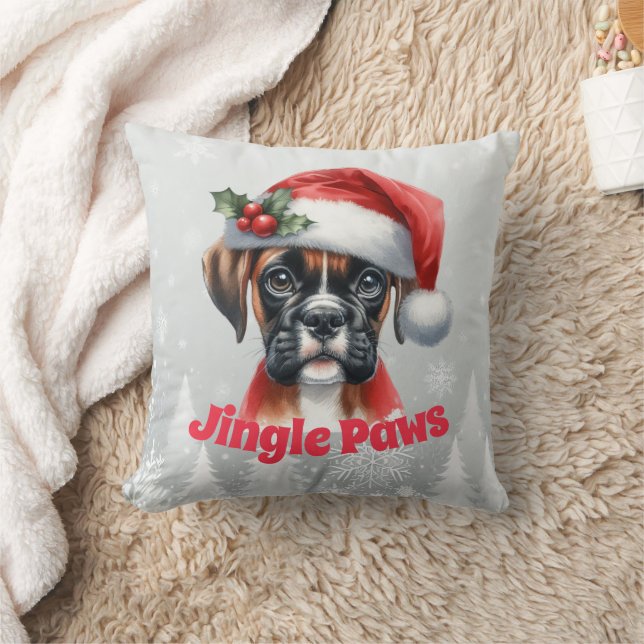 Jingle Paws and Boxer Dog Joy  Cushion (Blanket)