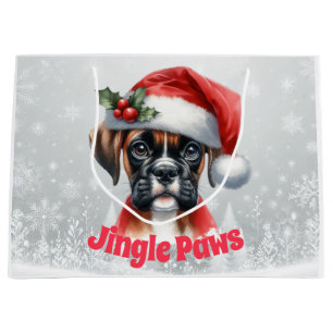 Jingle Paws and Boxer Dog Joy  Large Gift Bag