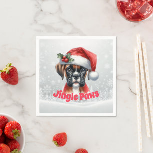 Jingle Paws and Boxer Dog Joy Napkin