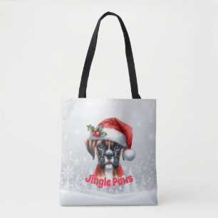 Jingle Paws and Boxer Dog Joy Tote Bag
