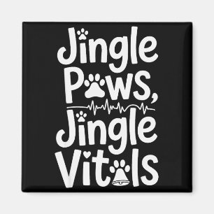 Jingle Paws Jingle Vitals Funny Vet Nurse Xmas  Magnet