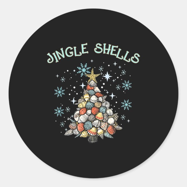 Jingle Shells Christmas Tree Snowflakes Celebratio Classic Round Sticker (Front)