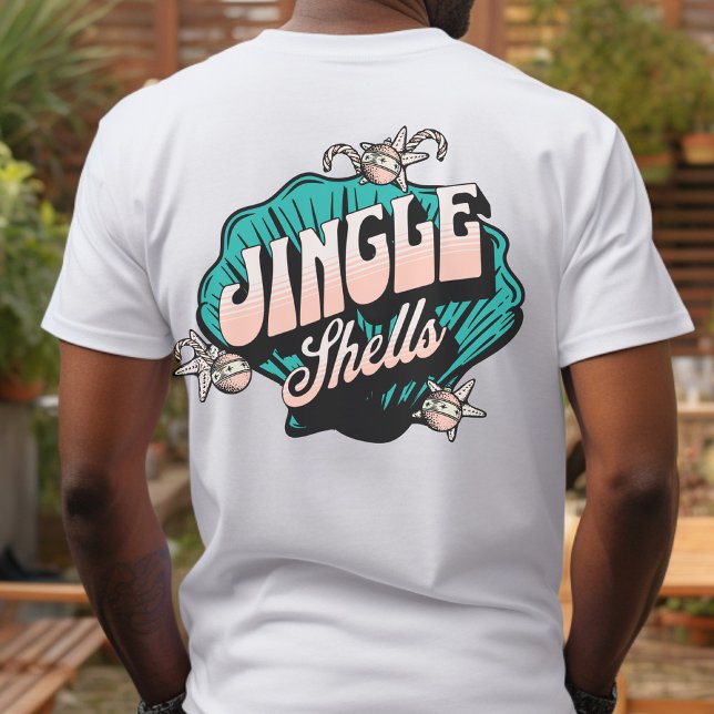 Jingle Shells - Christmas Vintage Beach T-Shirt (Jingle Shells - Vintage Christmas Beach Shirt for Men)