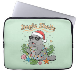 Jingle Shells Tropical Santa Manatee Christmas Laptop Sleeve