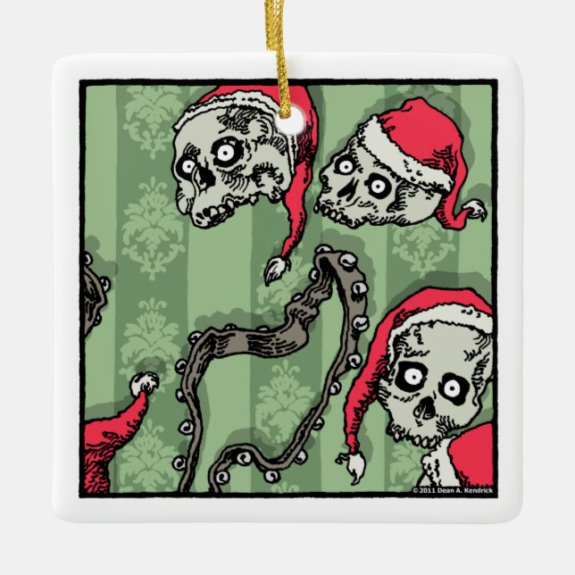 Jingle Skulls - Pop Goth Holiday Ceramic Ornament (Front)