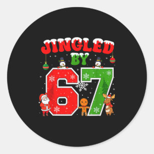 Jingled By 67 Funny Six Seven Meme 6 7 Christmas  Classic Round Sticker