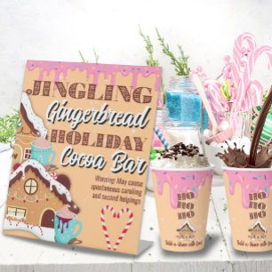 Jingling Gingerbread Hot Cocoa Bar Signage Pedestal Sign