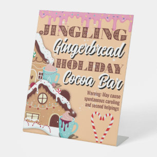 Jingling Gingerbread Hot Cocoa Bar Signage Pedestal Sign