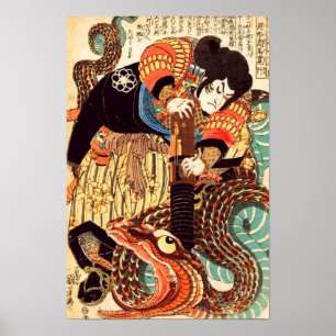 Jiraiya and Snake Kuniyoshi Japanese Fine Art Poster