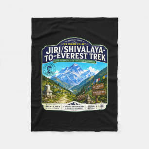 Jiri shivalaya to everest trek vintage mountain fleece blanket